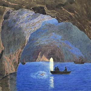 Jakob Alt the Blue Grotto on the Island of Capri 1835 Painting Poster ...