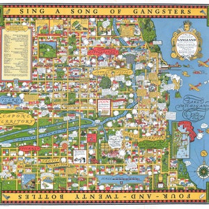 Carte de gangster de Chicago, interdiction, interdiction des années 1930, impression d'affiche de carte
