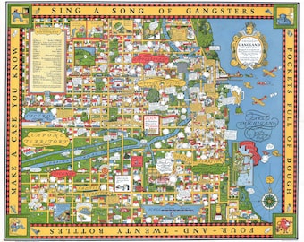 マフィア　アルカポネシカゴ ウォーレンロータス都市モデルギャングXXL 115 Poster, Many Sizes Available; Map of Chicago Gang Locations