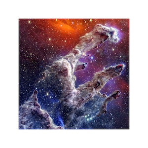 Pillars of Creation Composite James Webb Space Telescope Poster Print 24 x 24