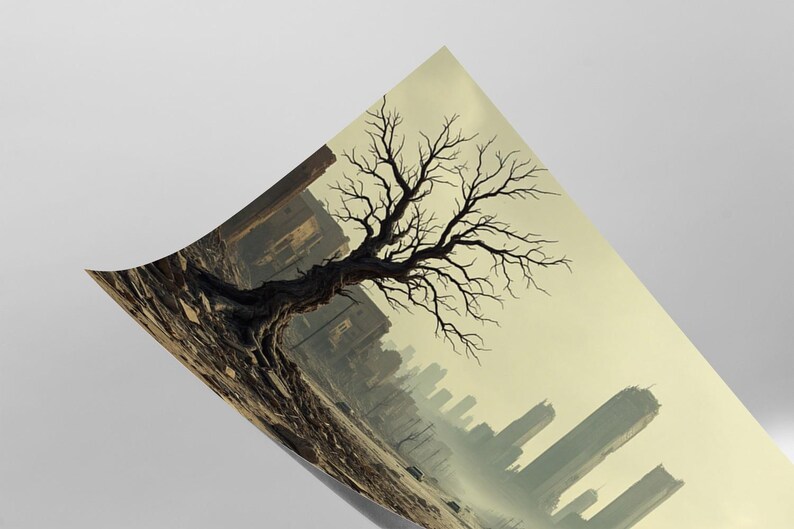 Desolate Cityscape With Abandoned Buildings and Debris Poster Print 24 ...