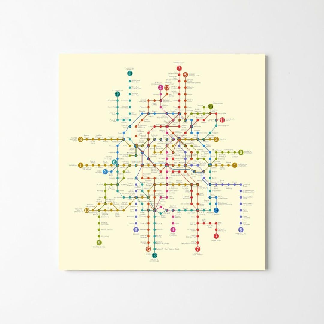 Paris France Metro System Subway Diagram Map Train Rail Railroad ...