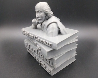William Shakespeare Books reproduce estatua de escultura impresa en 3D de 5" - Color a elegir