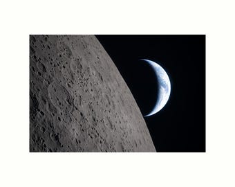 Earthset Earth Crescent Dark Side Moon Artemis II Photo Poster Art Print 24 x 16 in B