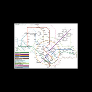 Pôster com arte impressa do mapa do metrô leve de trânsito rápido de Singapura MRT LRT