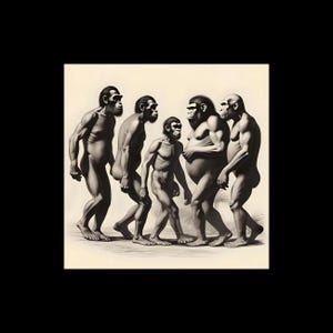 Human Evolution Biology Man Apes Strange Creatures Group Engraving Art Poster