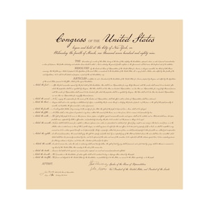 Bill of Rights U.S. United States 1787 Resolution Broadsheet Poster Art Print