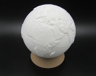 The World Earth Planet Globe 3D Printed Model Sculpture with Continents + Stand, Pick Color