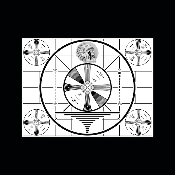 Indian Head Test Pattern TV Television Retro 1950s Drawing Poster Art Print