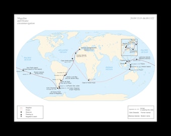 Magellan Circumnavigation Voyage around the World 1519 Map Poster
