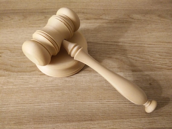 Gavel and Block Set 3D Printed Plastic Judge's Hammer Law Legal Ceremonial - Many Color Options