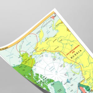 Polarkreis Nordpol Politisch Physisch Geographische Region Karte Poster Druck