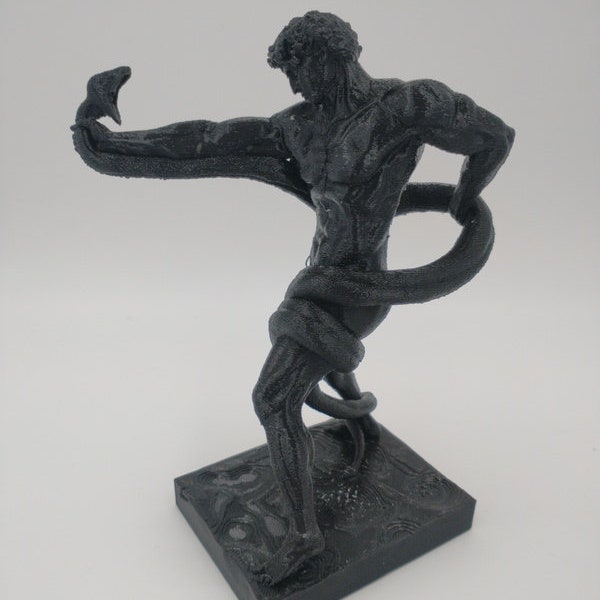 Athlète luttant contre un python, impression 3D, sculpture, figurine, couleur au choix