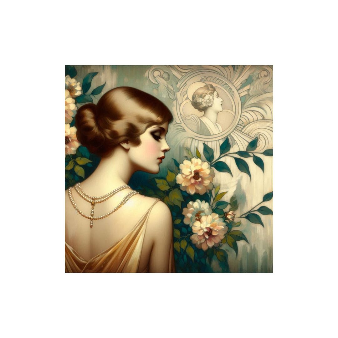 Portrait of a Woman 1920s Art Deco Elegant Headdress Poster Art Print ...