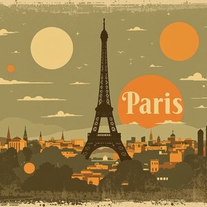 Póster de viaje Art Déco de París retro, impresión de 18 x 24 pulgadas