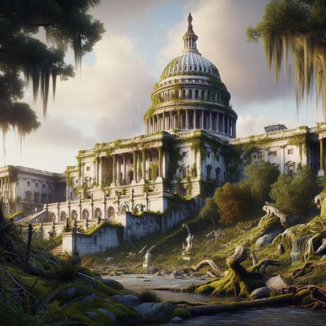 Post Apocalyptic American City Washington DC US Capitol Overgrown ...