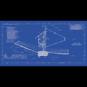 James Webb Telescope JWST Drawing Diagram Blueprint Poster Print