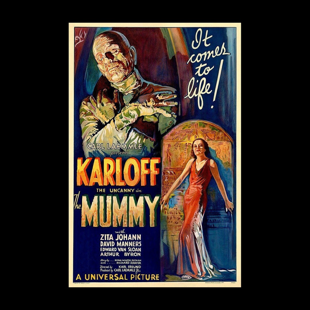 The Mummy 1932 Karloff Zita Uncanny Johann Movie Poster Vintage Film - Etsy