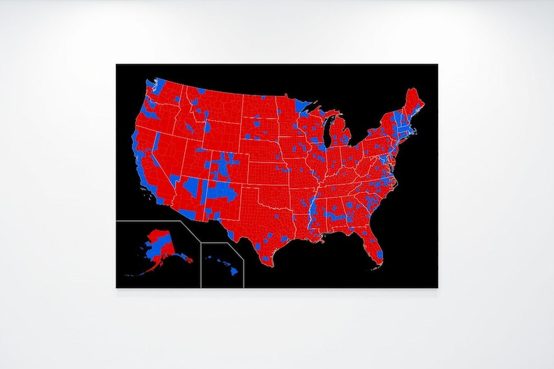 U.S. County Electoral Map 2024 Presidential Election Trump Harris