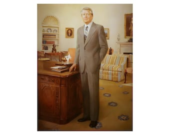 Jimmy Carter di Robert Templeton 1980 Dipinto Ritratto Poster Stampa artistica