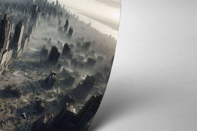Post Apocalyptic City Abandoned Ruins Skyscrapers Armageddon Poster Art ...