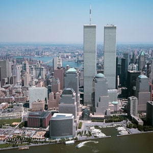 Original WTC Twin Towers New York City Skyline Aerial Photo Poster Art Print