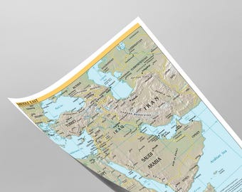 Middle East Political Administrative Physical Geographic Region Map Poster Print