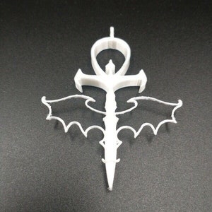 Egyptian Vampire Ankh Pendant w/ Bat Wings 3D Print Sculpture Egypt - Pick Color