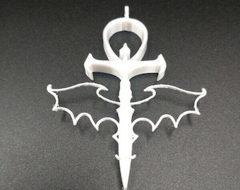Egyptian Vampire Ankh Pendant w/ Bat Wings 3D Print Sculpture Egypt - Pick Color