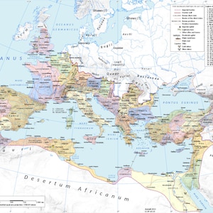 Carte politique de l'empire romain Europe latine Rome Poster Impression artistique