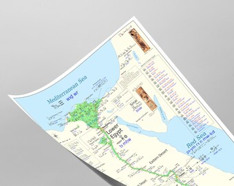 National Geographic Egypt's Nile Valley South Wall Map - 10x31.25 Inches, Laminated, Dry Erase Friendly, Archaeological Guide