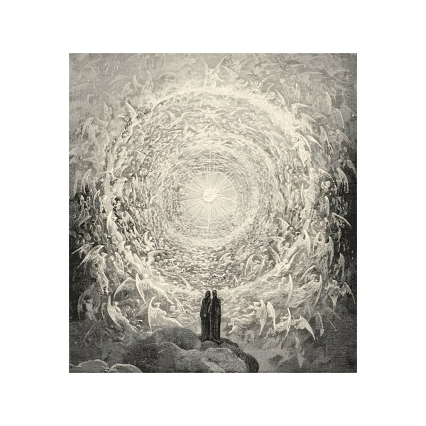 Dante and Beatrice Gaze upon Heaven Paradiso Canto 31 Engraving Poster Art Print