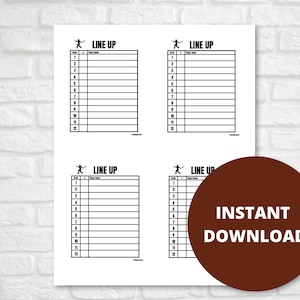 Line Up Pocket Printable for Baseball or Softball, Coach Copy Line Up