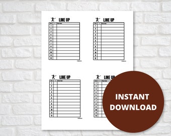Line Up Pocket Printable for Baseball or Softball, Coach Copy Line Up