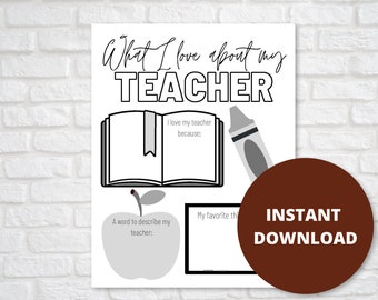 Love My Teacher Printable, Teacher Appreciation Week Printable, Teacher Printable