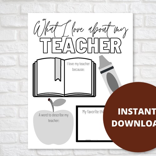 Love My Teacher Printable Teacher Appreciation Week Etsy