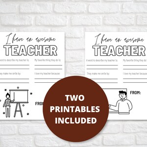 I Have an Awesome Teacher Printable, Male and Female Teacher, Teacher ...