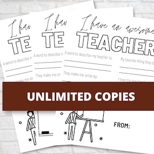 I Have an Awesome Teacher Printable, Male and Female Teacher, Teacher ...