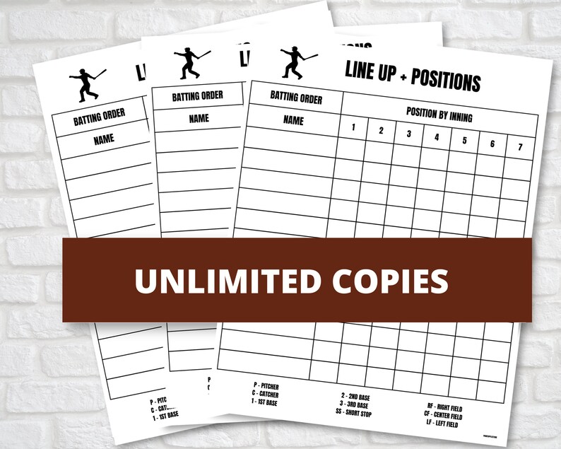 Batting Line up and Position Printable With Key, 12 Players, Baseball