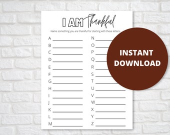 I am thankful for Printable