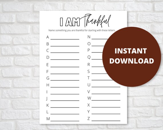 I Am Thankful for Printable - Etsy
