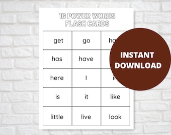 1G Power Words Flashcards, Sight Words for Kindergarten and First Grade