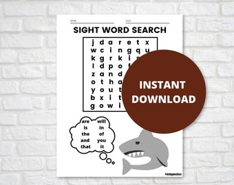 Sight Word Search Worksheets, Kids Sight Words Practice, Pre K Kindergarten First Grade Prep