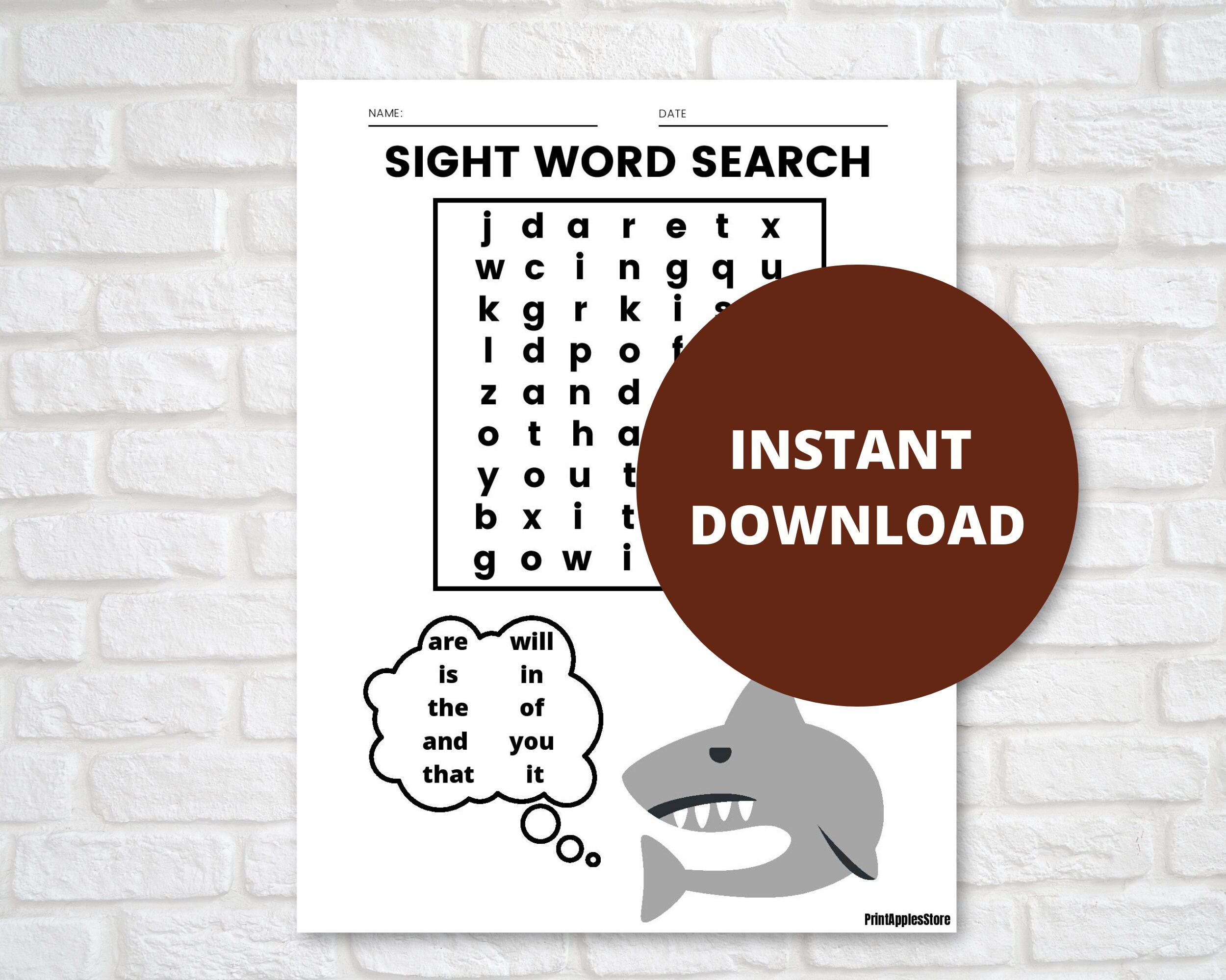 sight word search worksheets kids sight words practice pre k etsy