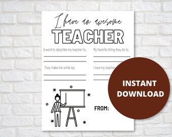I have an awesome teacher Printable, Male and Female Teacher, Teacher Appreciation Week Printable, Teacher Printable