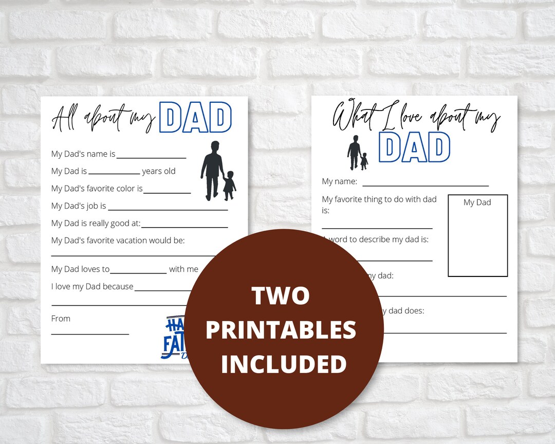 Father's Day Printable Bundle, All About My Dad Printable and What I ...