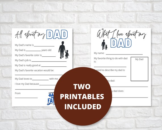 Father's Day Printable Bundle All About My Dad Printable - Etsy