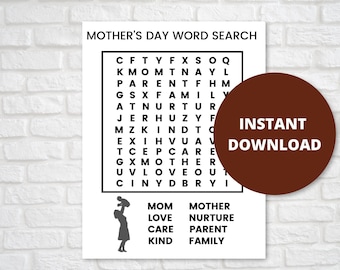 Mother's Day Word Search, Kids Word Search