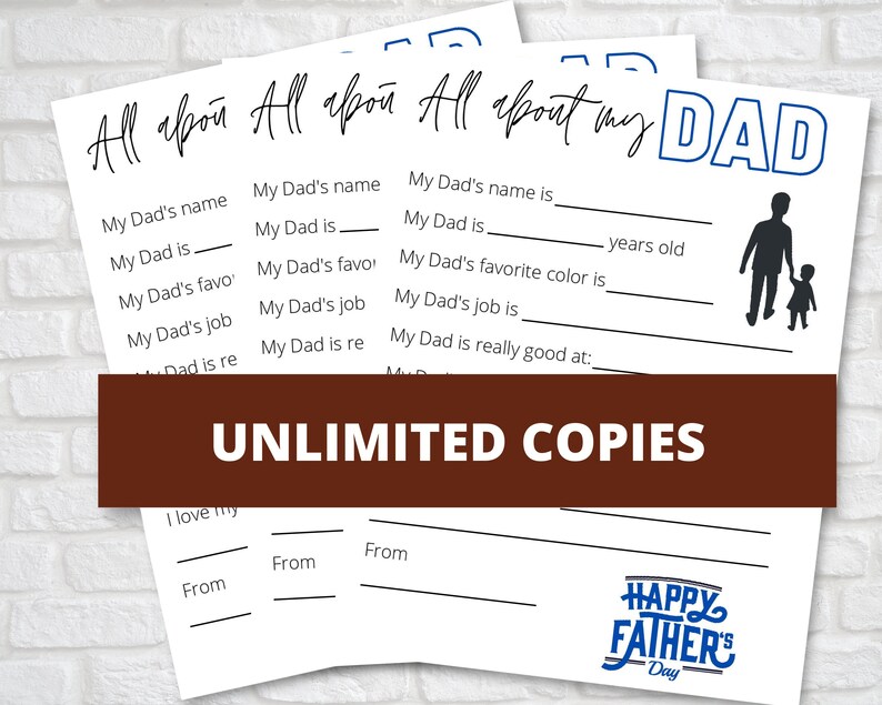 Father's Day Printable, All About My Dad Printable for Kids - Etsy