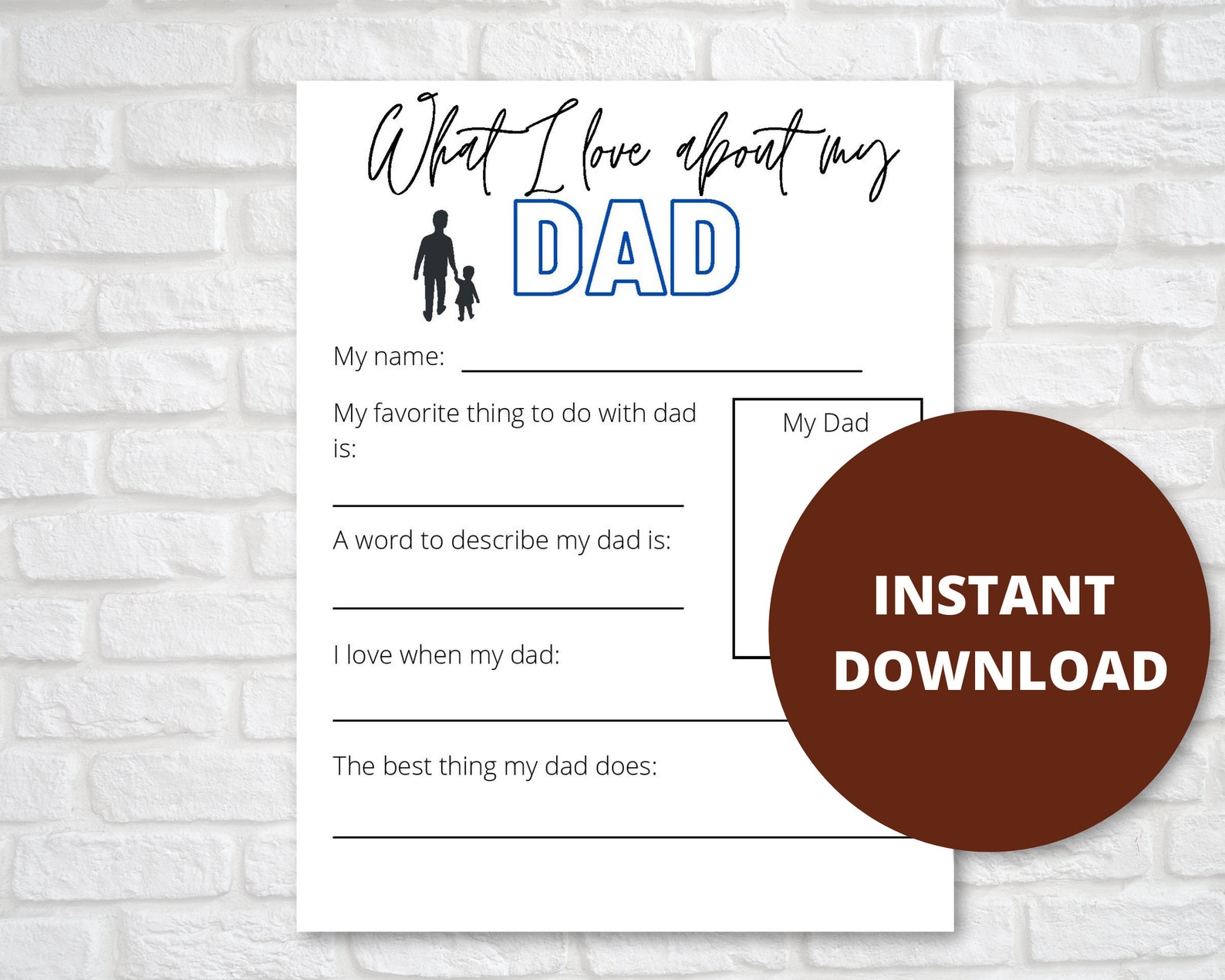 Father's Day Printable What I Love About My Dad Printable Etsy